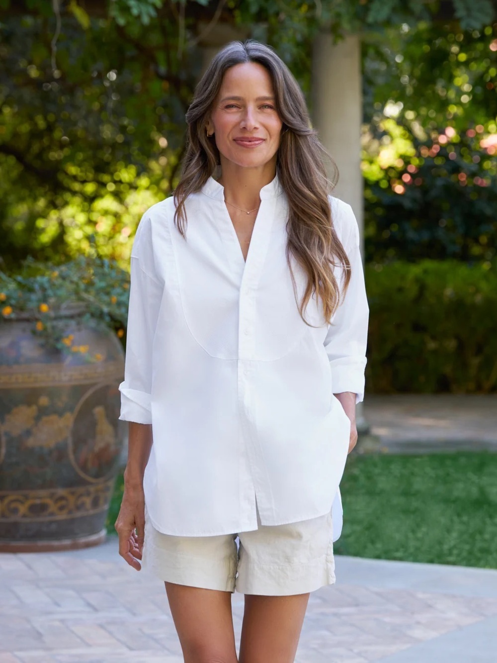Frank & Eileen Victoria Tuxedo Shirt XL White Italian Superluxe Cotton Oversized